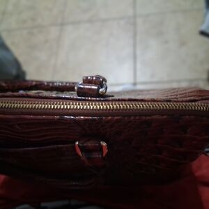 Brahmin Rich Brown Crocodile-Embossed Shoulder Bag